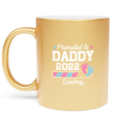 Discover Promoted To Daddy Funny Family With Cute Footprint Metallic Mugs