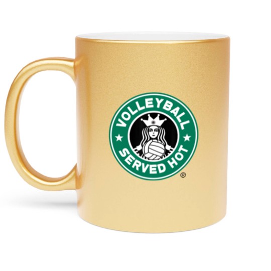 Discover Funny Volleyball Logo Design Metallic Mugs