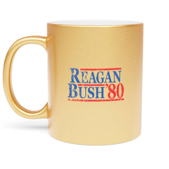 Discover Vintage Ronald Reagan George Bush 1980 Metallic Mugs