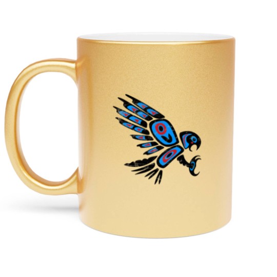 Discover native american red tailed hawk bird Totem tribal Metallic Mugs