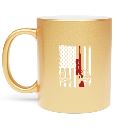 Discover Deer Hunting American Flag Metallic Mugs