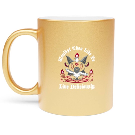 Discover Live Deliciously - Creepy Cute - Satanic Goat - Occult - Witch - Satan - Metallic Mugs