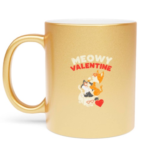 Discover Meowy Valentine Cats Kitten Cat Valentines Day Metallic Mugs