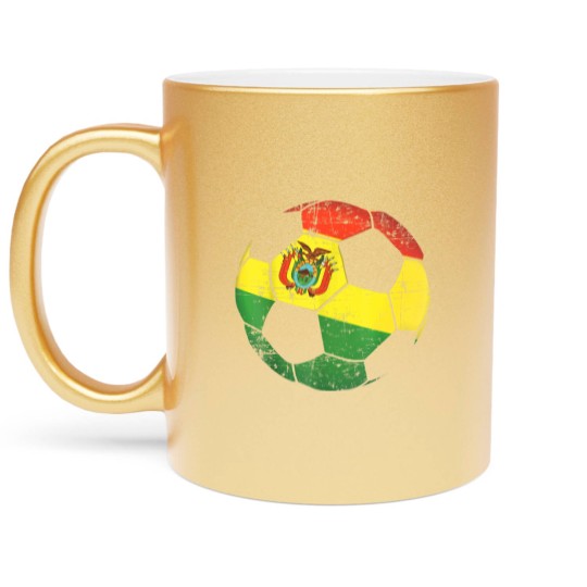Discover Bolivia Soccer Ball Flag Metallic Mugs