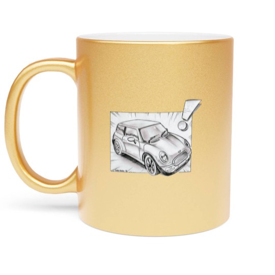 Discover Mini Cooper pencil sketch - Mini Cooper - Metallic Mugs