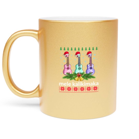 Discover Mele Kalikimaka Metallic Mugs Ukulele Guitar Hawaii Christmas Metallic Mugs