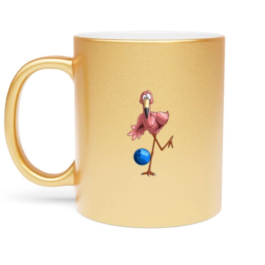 Discover Cool Bowling Flamingo | Funny Shorebirds Lover Player Gift Metallic Mugs