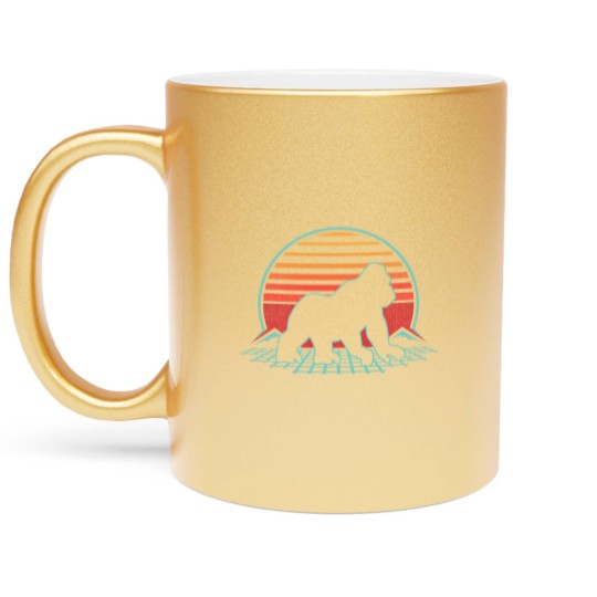 Discover Gorilla Silhouette Metallic Mugs Silverback Retro Vintage 80s Style