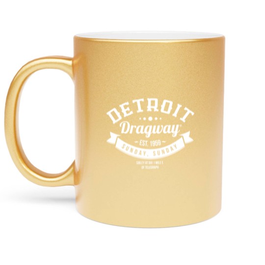 Discover Detroit Dragway Sunday Sunday Metallic Mugs