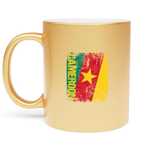 Discover Cameroon Flag Vintage Distressed Metallic Mugs