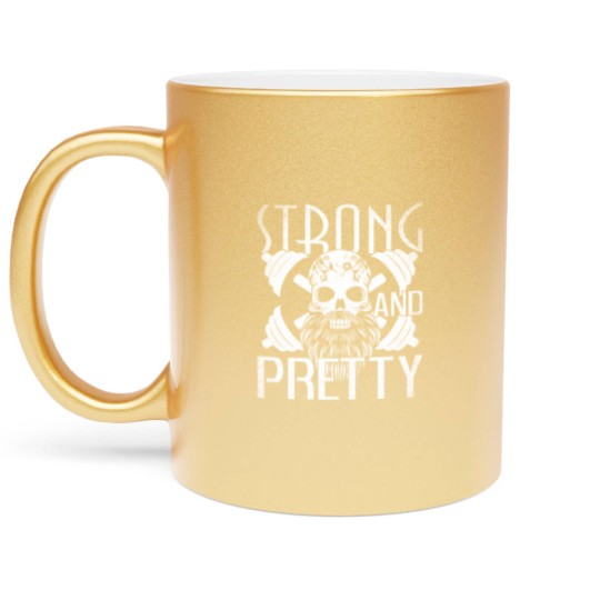 Discover Strong and Pretty Strongman Gym Vintage - Strong And Pretty - Metallic Mugs