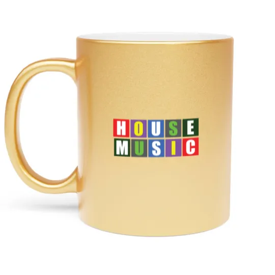 Discover House Music Blocks Blk Metallic Mugs