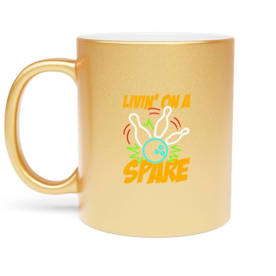 Discover Livin on a Spare Funny Bowling Bowler Metallic Mugs