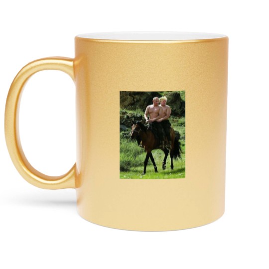Discover Trump Putin Meme Metallic Mugs Russian Putin Riding A Horse With Donald Trump Meme
