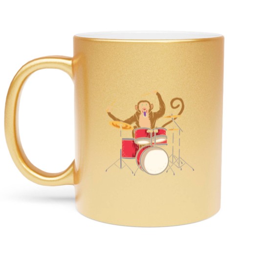 Discover Monkey Playing Drums Drummer Band The Animal Metallic Mugs