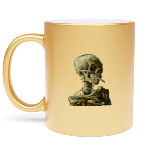 Discover Skull with Burning Cigarette by Vincent van Gogh - Skull - Metallic Mugs