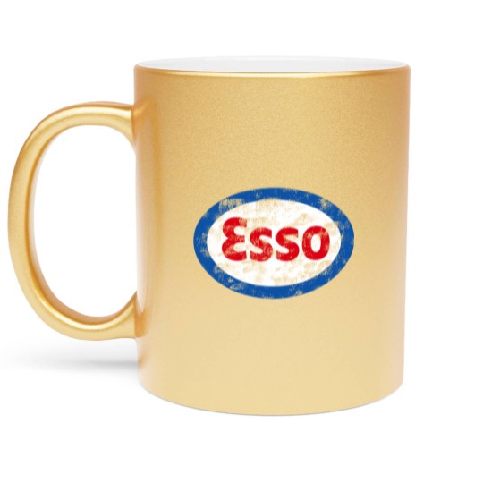 Discover Vintage distressed Esso logo - Auto Racing - Metallic Mugs