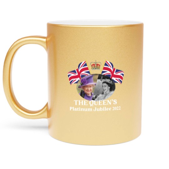 Discover Queen Elizabeth II Platinum Jubilee 2022 CELIBRATION  Emblem Metallic Mugs  Union Jack Metallic Mugs The Queen's Metallic Mugs