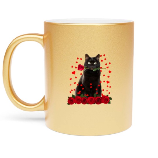 Discover Black Cat Valentines Day Teenager Metallic Mugs