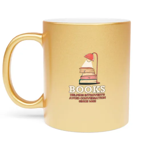 Discover Books, Helping Introverts Avoid Conversation Metallic Mugs
