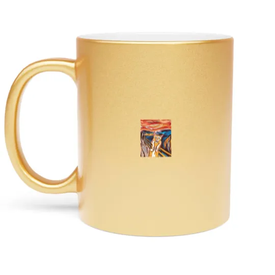 Discover Scream Metallic Mugs Funny Tabby Cat Scream Edvard Munch's Painting The Scream