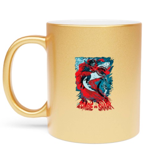 Discover Shark Vs Zombie Metallic Mugs