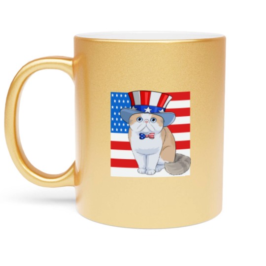 Discover Exotic Shorthair Cat 4th of July - Exotic Cat - Metallic Mugs
