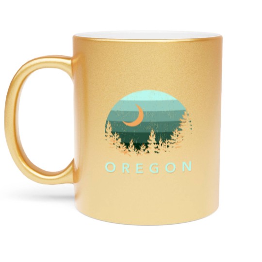 Discover Oregon Vintage Sunset Outdoors Hiking Souvenir Metallic Mugs