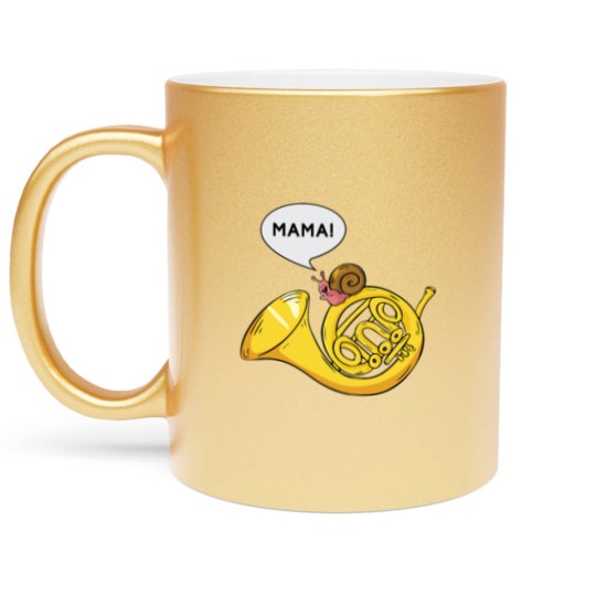 Discover Snail French Horn Shell Pun Musician Gift Metallic Mugs