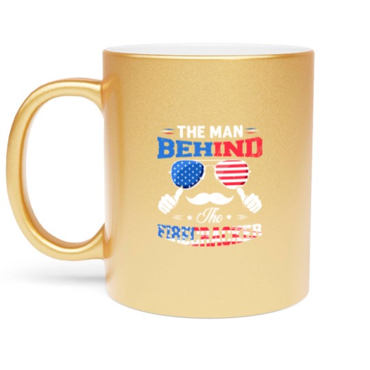Discover The Man Behind The Firecracker 4th Of July American Flag - Behind The Firecracker 4th Of July - Metallic Mugs