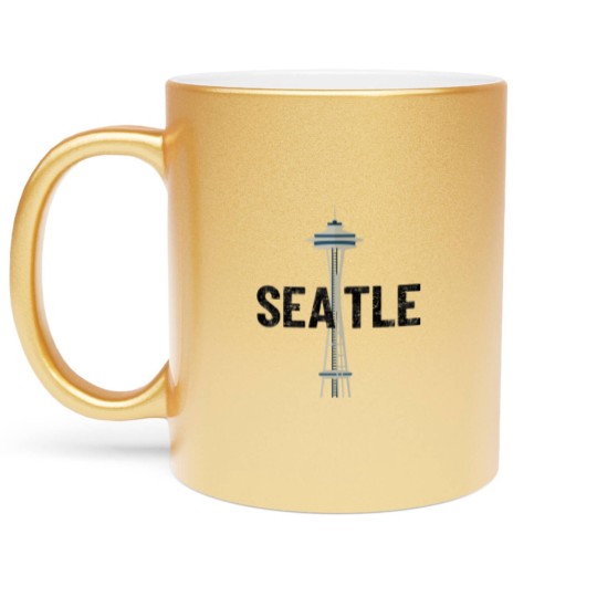 Discover Seattle Space Needle Traveler Souvenir Washington Gift - Seattle Souvenir - Metallic Mugs
