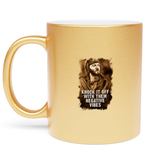 Discover Oddball Vintage Portrait Quote Knock It Off With Them Negative vibes - Oddball - Metallic Mugs