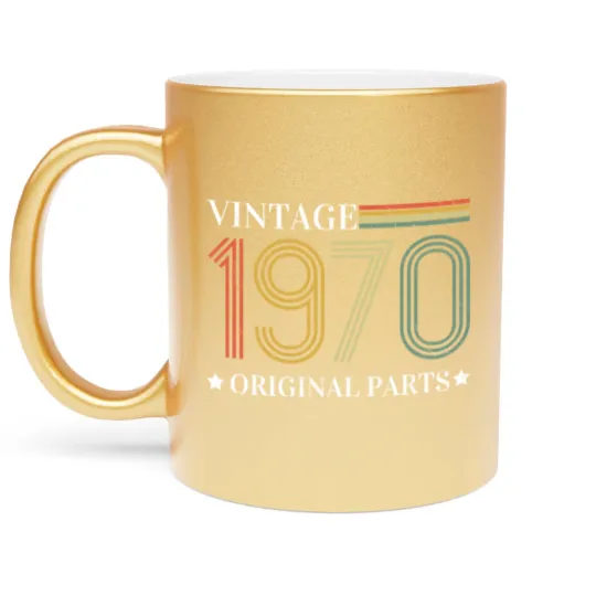 Discover Vintage 1970 70s Classic Born 1970 Original Parts Metallic Mugs
