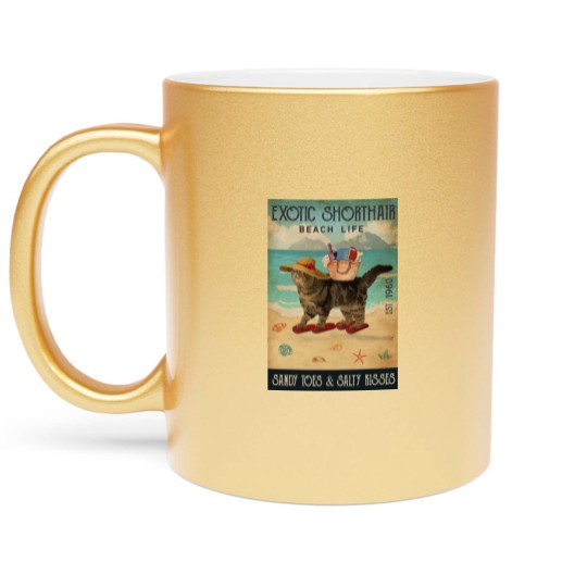 Discover Beach Life Sandy Toes Exotic Shorthair cat gift Metallic Mugs