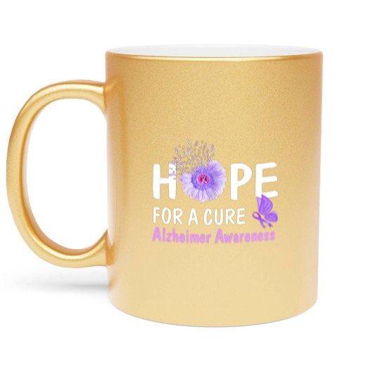 Discover Hope For A Cure Alzheimer's Awareness Flower Gift Metallic Mugs