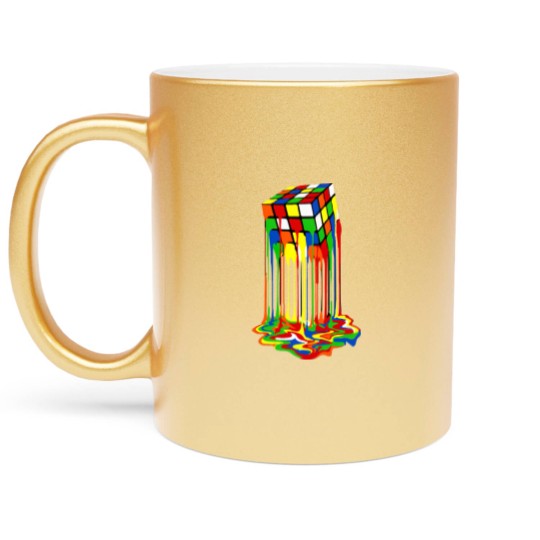 Discover Rainbow Abstraction melted rubix cube - Rubix Cube - Metallic Mugs