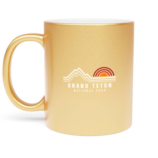 Discover Grand Teton National Park Vintage Mountain Sunset Retro Gift Metallic Mugs