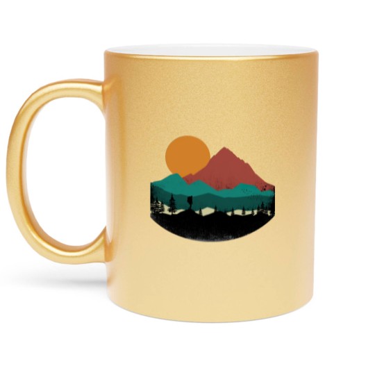 Discover Retro Evergreen Mountain Hiker Metallic Mugs