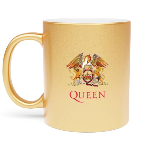 Discover Queen White Crest Freddie Mercury Brian May Metallic Mugs Metallic Mugs