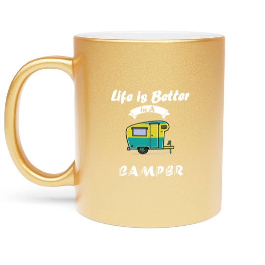 Discover Happy Life in Camper - camping Metallic Mugs