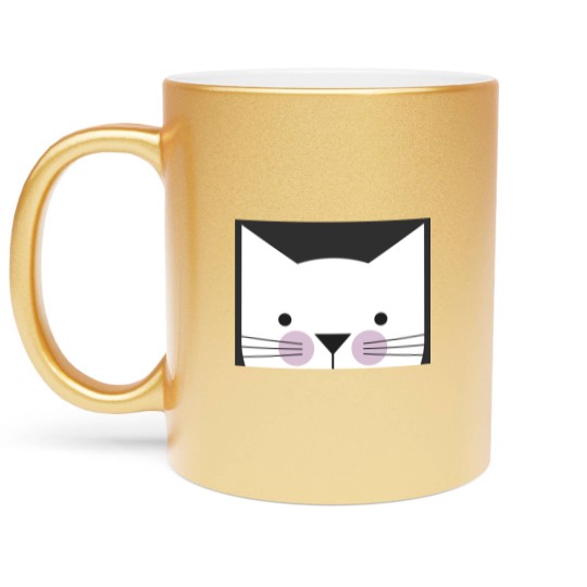 Discover Peek-a-Boo Kitty, Black and White with Lavender Cheeks - Cats - Metallic Mugs