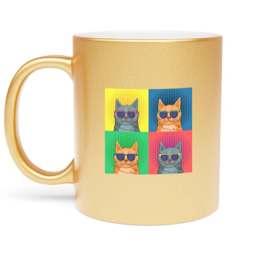 Discover cat pop art Metallic Mugs