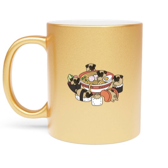 Discover Pug Ramen Sushi - Pug - Metallic Mugs