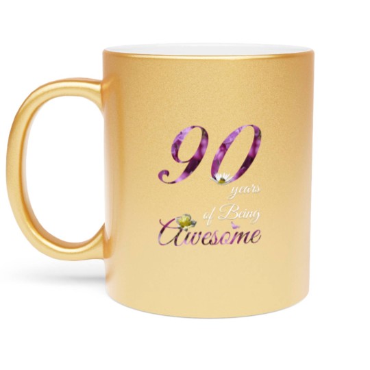 Discover 90 Year Old Metallic Mugs Awesome Floral 1930 90Th Birthda Metallic Mugs