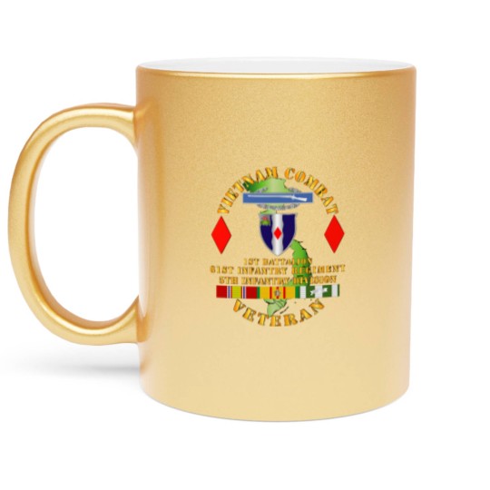 Discover Vietnam Combat Vet - 1st Bn 61st Infantry - 5th Inf Div SSI - Vietnam Combat Vet 1st Bn 61st Infan - Metallic Mugs