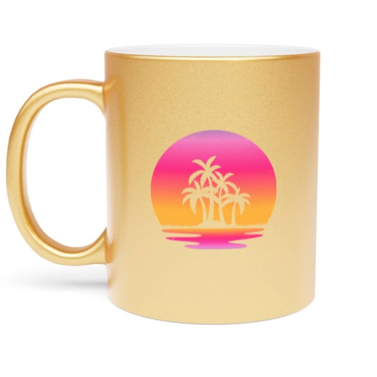 Discover Retro Sunset Retrowave Lake Sunsetby retrohub Metallic Mugs