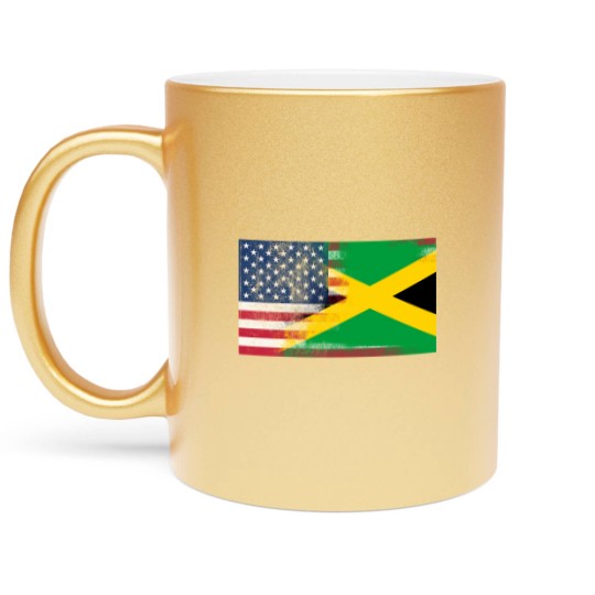 Discover Jamaican American Half Jamaica Half America Flag Metallic Mugs