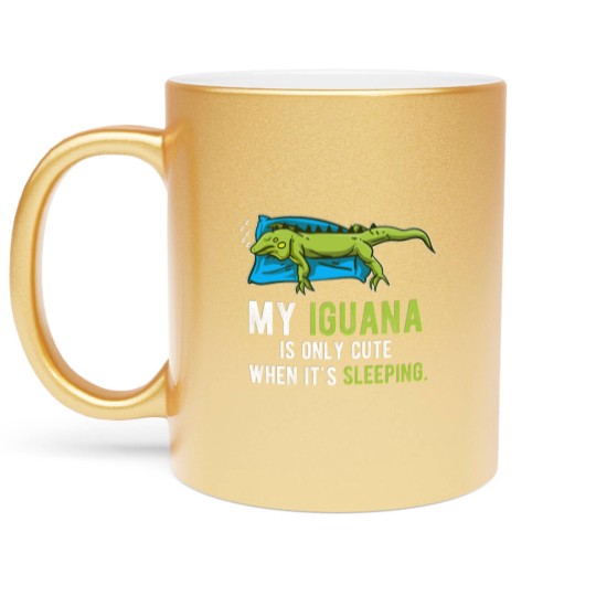 Discover Lazy Pet Reptile Lizard Animal Sleeping Iguana Metallic Mugs