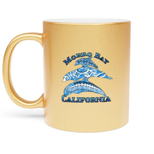 Discover Morro Bay California Vacation Tribal Dolphins Metallic Mugs