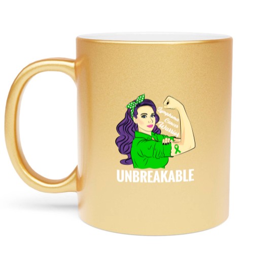 Discover Lymphoma Cancer Awareness Warrior Unbreakable Support - Lymphoma Cancer - Metallic Mugs